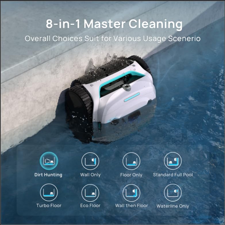 (2025 New)  C2 Vision Robotic Pool Vacuum with AI Camera, Ultra-Fine Filtration Pool Cleaners for Above&Inground Pools, Comprehensive 8 Mode, Wall Climbing, Smart Navigation, Gray-Aldronix