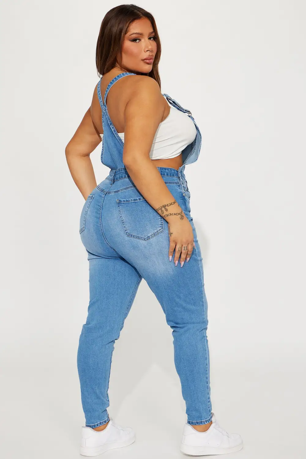 Always Petty Skinny Stretch Denim Overalls - Light Wash-Aldronix