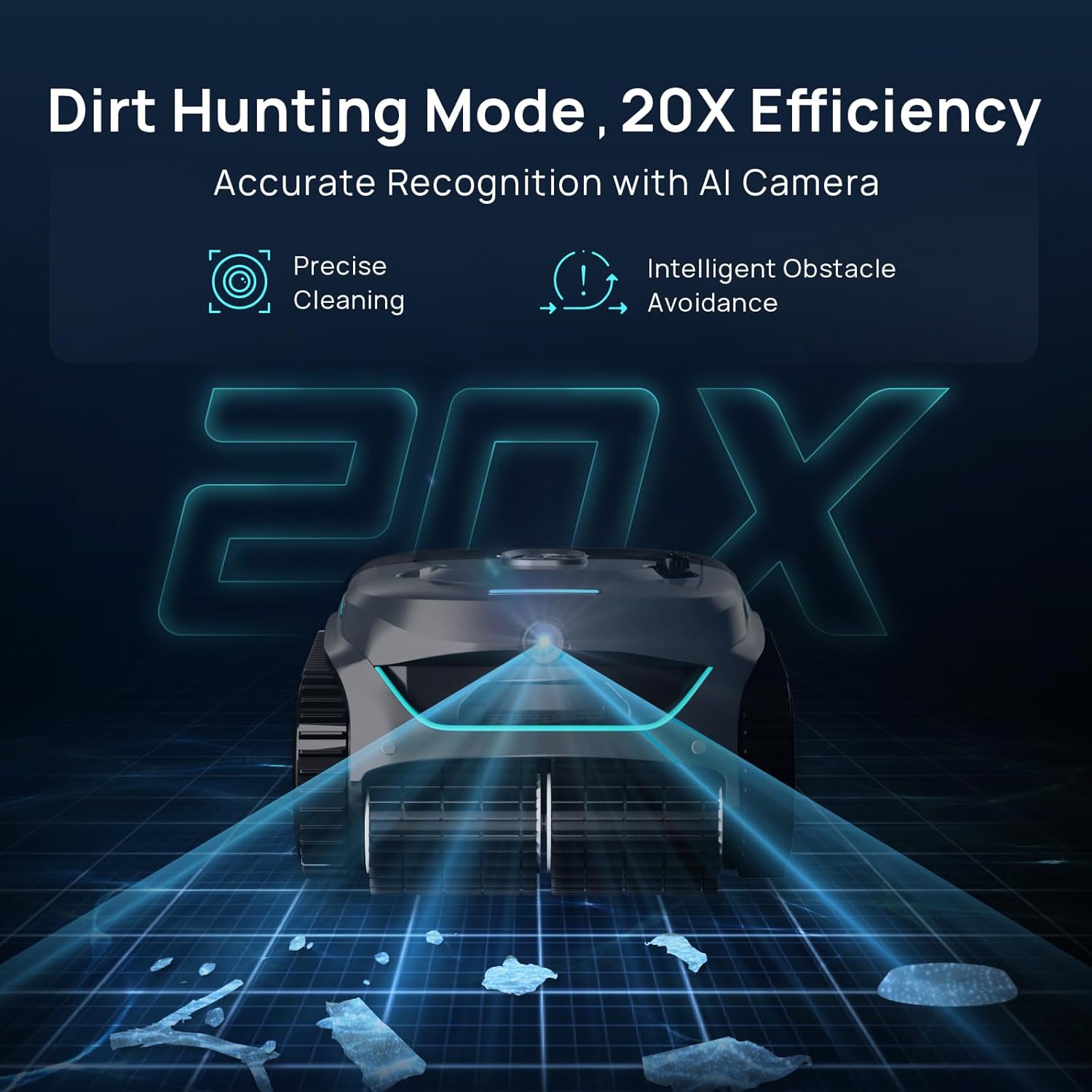 (2025 New)  C2 Vision Robotic Pool Vacuum with AI Camera, Ultra-Fine Filtration Pool Cleaners for Above&Inground Pools, Comprehensive 8 Mode, Wall Climbing, Smart Navigation, Gray-Aldronix