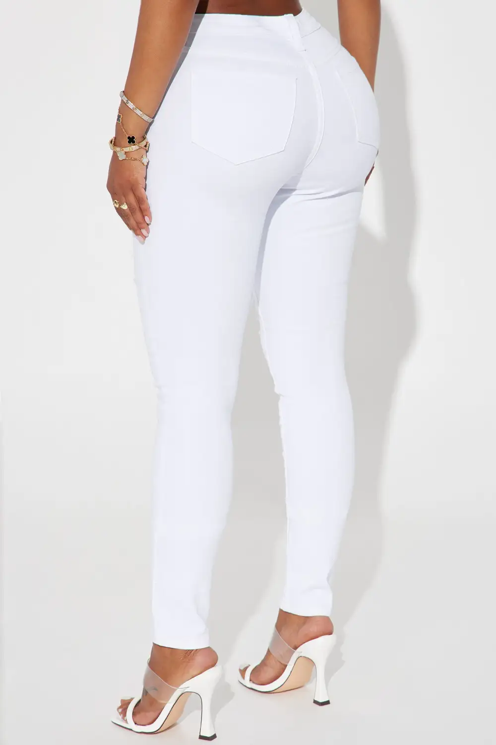 Raven Ripped  Mid Rise Stretch Skinny Jeans - White-Aldronix