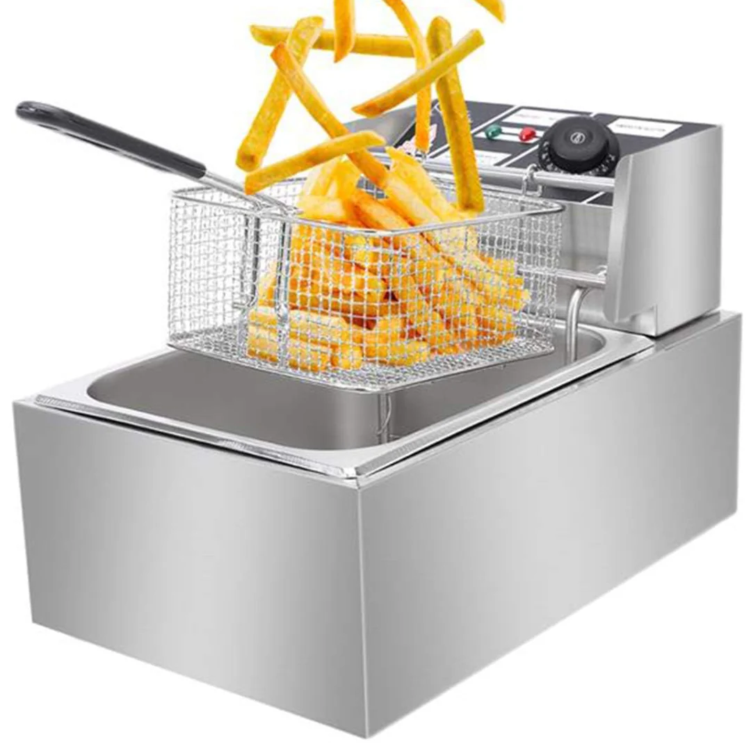 Electric Fryer 6L, Stainless Steel, 2500W – Adjustable Thermostat, Anti-Splash Lid-Aldronix