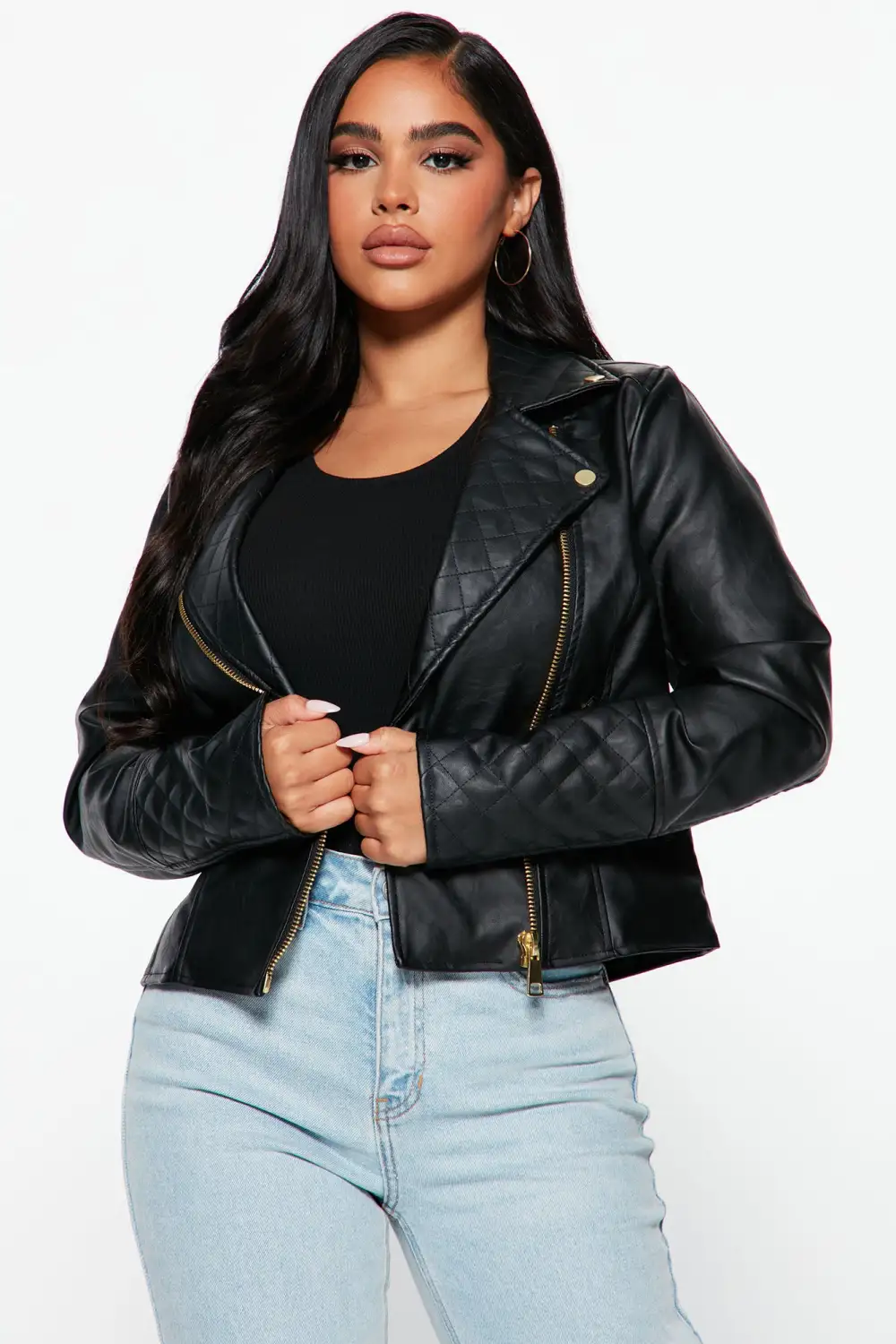 Out For A Ride Vegan Leather Moto Jacket - Black-Aldronix