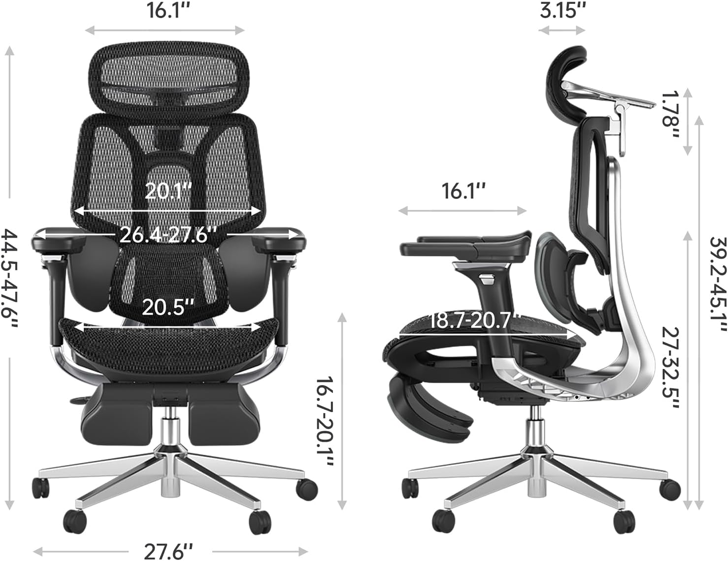 Hbab E3 Pro Ergonomic Office Chair, Big and Tall Office Chair - with 3-Zone Dynamic Lumbar Support, 4D Adjustable Headrest, 4D Adjustable Armrests, Swivel-Aldronix