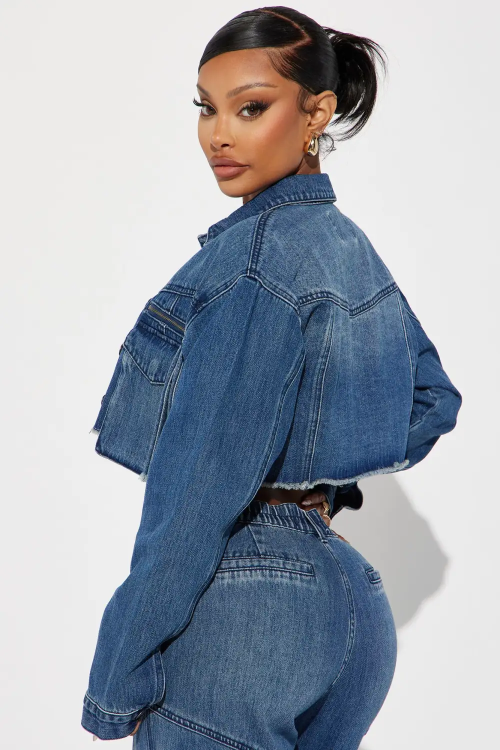 Devil In Disguise Cargo Denim Jacket - Medium Wash-Aldronix