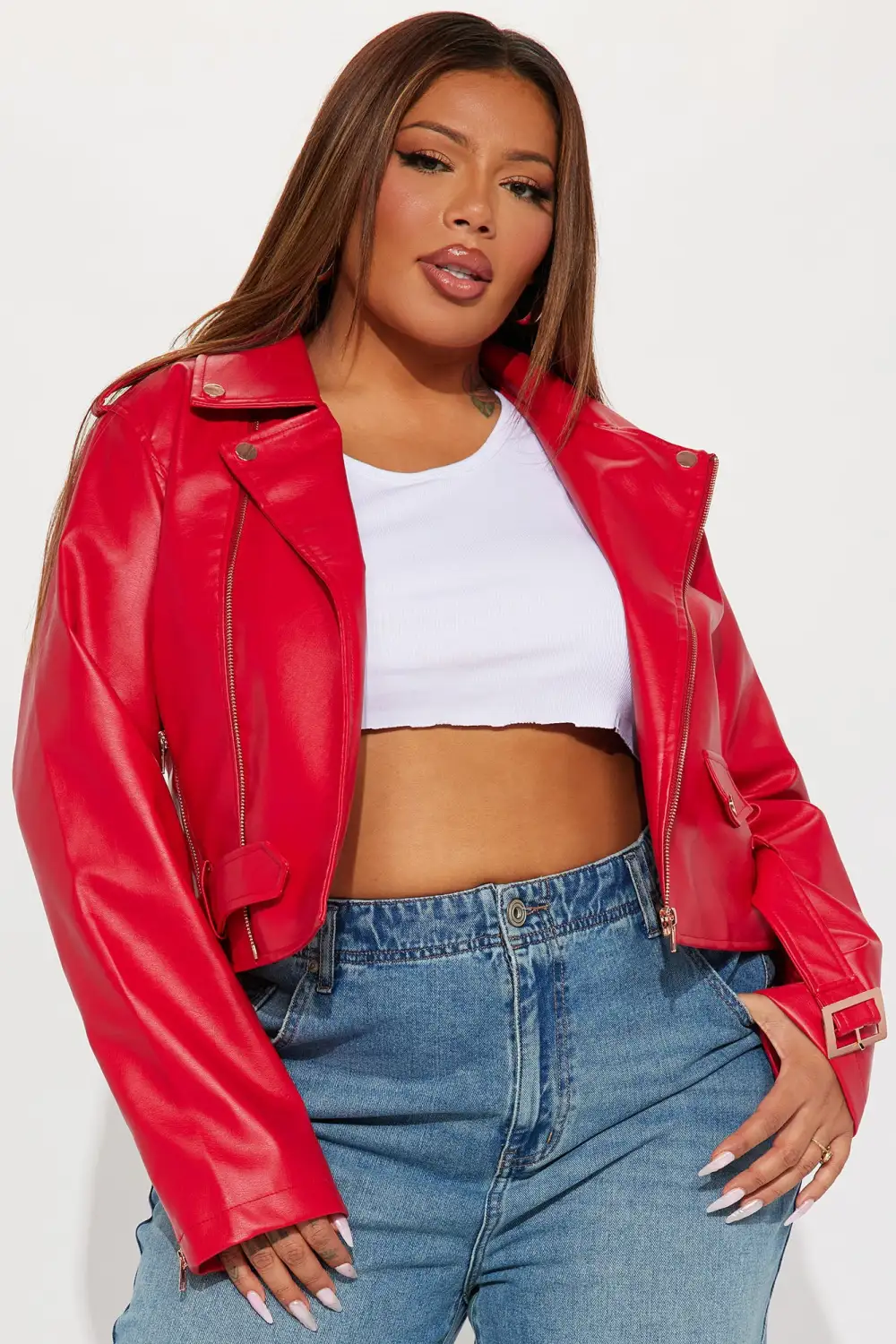 Remind Me Later Faux Leather Jacket - Red-Aldronix