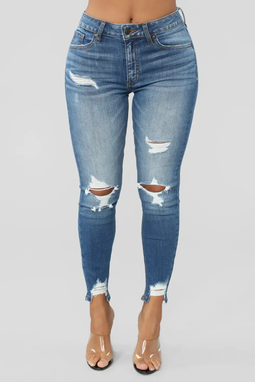 Ego Trip Mid Rise Jeans - Medium Blue Wash-Aldronix