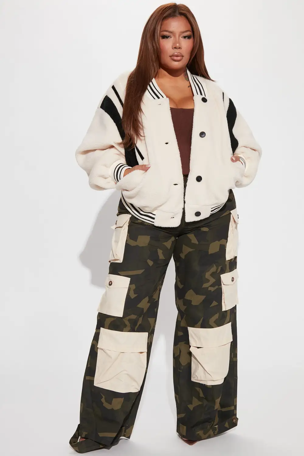 Lynette Varsity Jacket - Ivory/combo-Aldronix