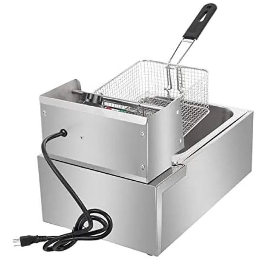 Electric Fryer 6L, Stainless Steel, 2500W – Adjustable Thermostat, Anti-Splash Lid-Aldronix