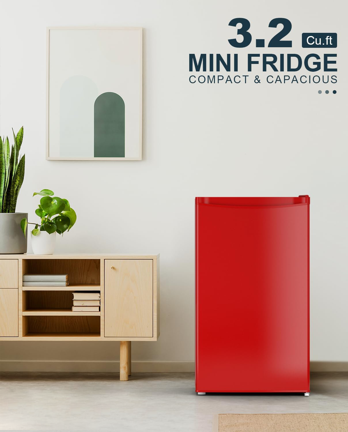  3.2 Cu.Ft Mini Fridge with Freezer, Single Door Mini Fridge, Dorm Fridge, Adjustable Thermostat, Mini Refrigerator for Bedroom, Office, Dorm, Black-BR321-Aldronix