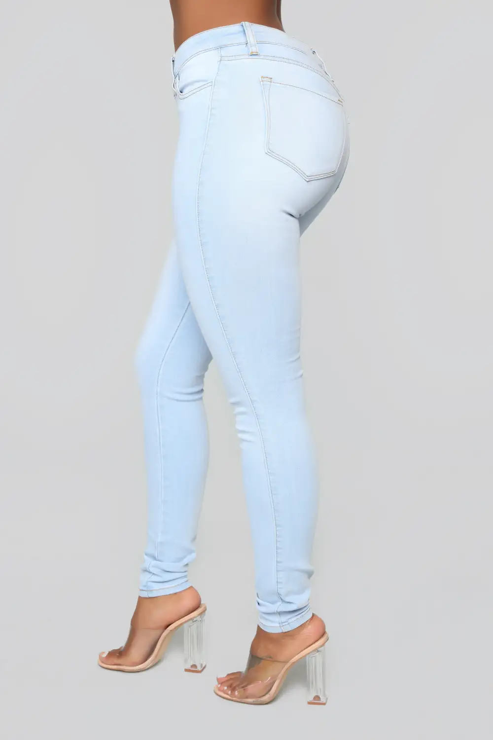 Classic Mid Rise Skinny Jeans - Light Blue Wash-Aldronix
