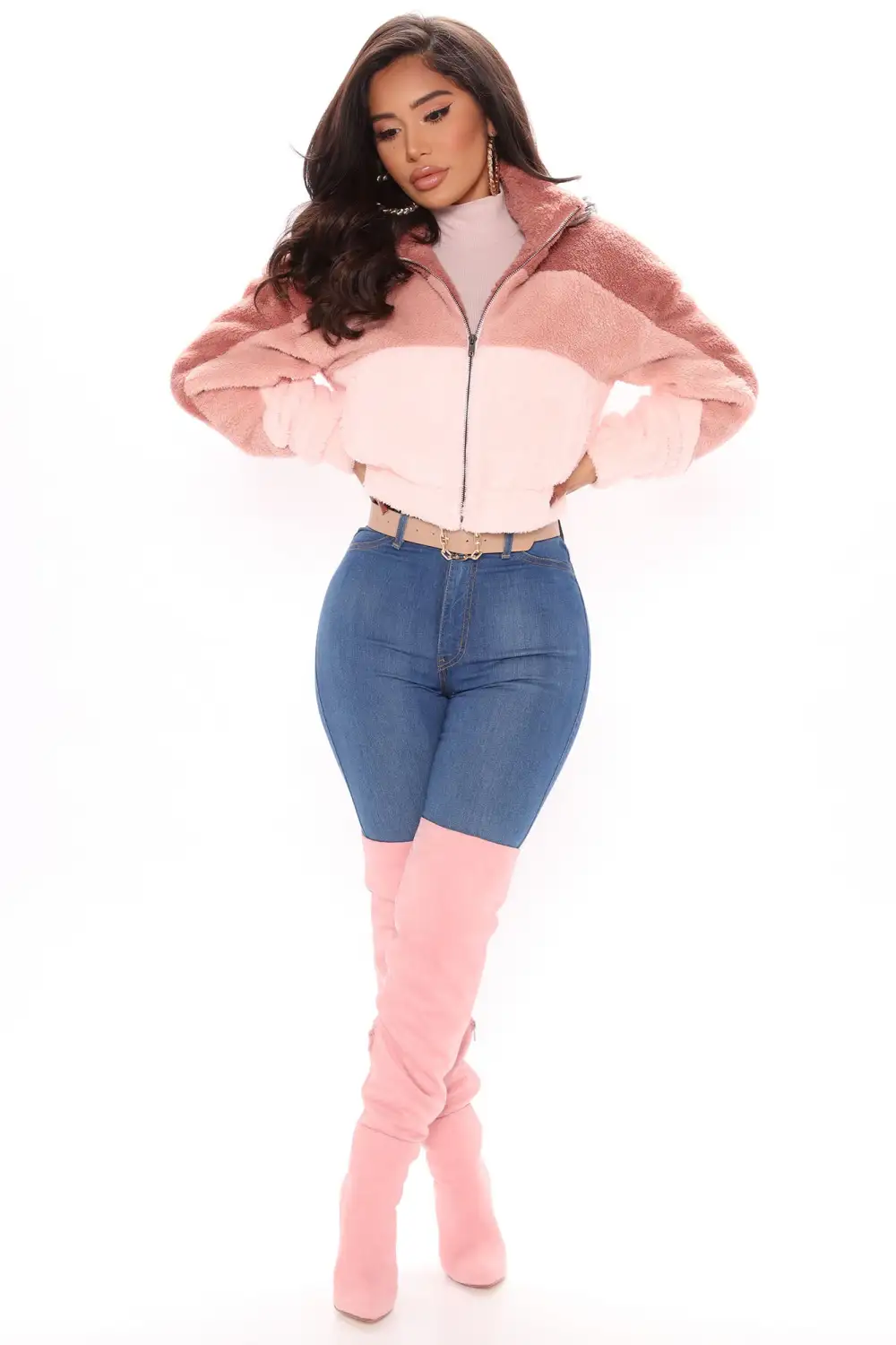 Cozy Little Teddy Jacket - Mauve/combo-Aldronix