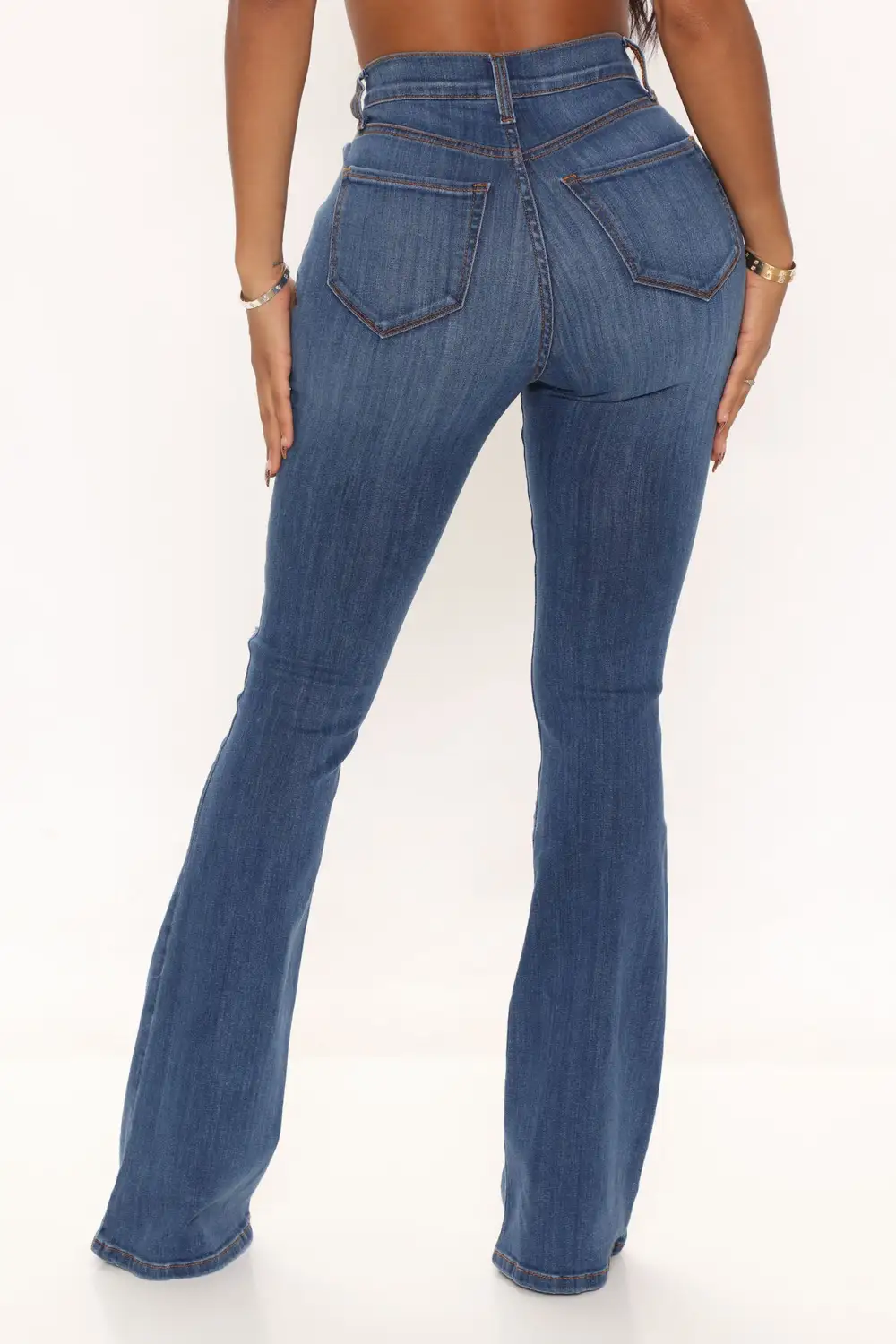 Luxurious Distressed Super Stretch Flare Jeans - Dark Wash-Aldronix