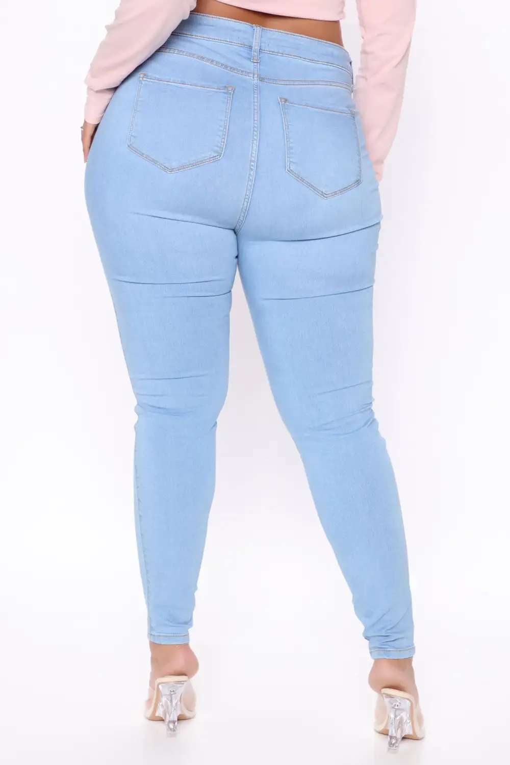 Classic Mid Rise Skinny Jeans - Light Blue Wash-Aldronix