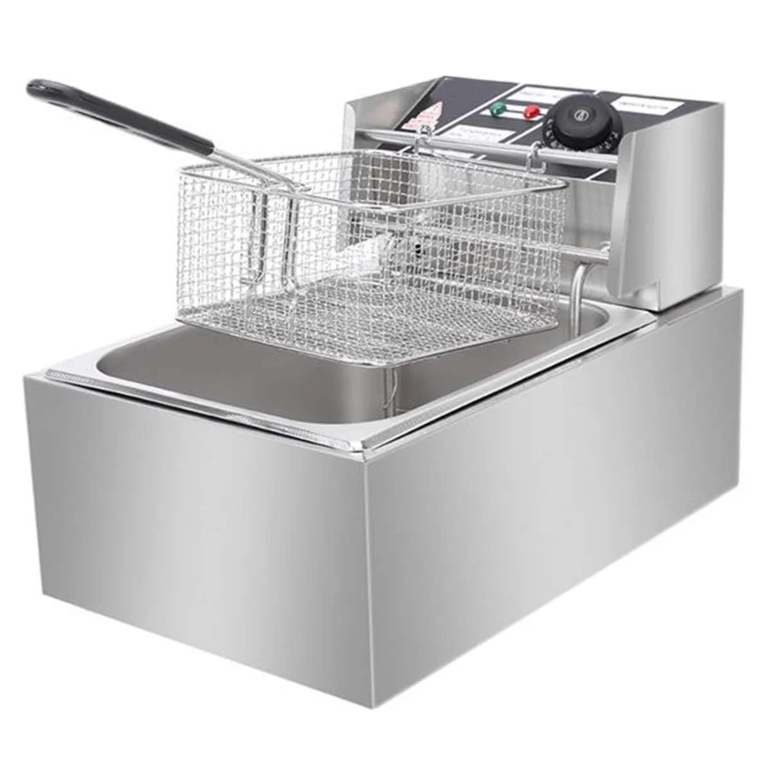 Electric Fryer 6L, Stainless Steel, 2500W – Adjustable Thermostat, Anti-Splash Lid-Aldronix