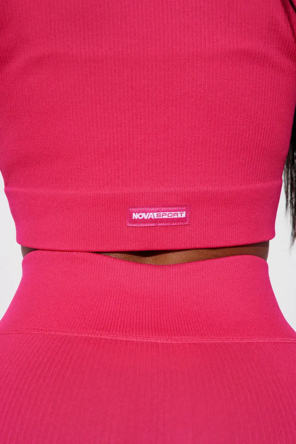 Effortless Ribbed Jacket - Fuchsia-Aldronix