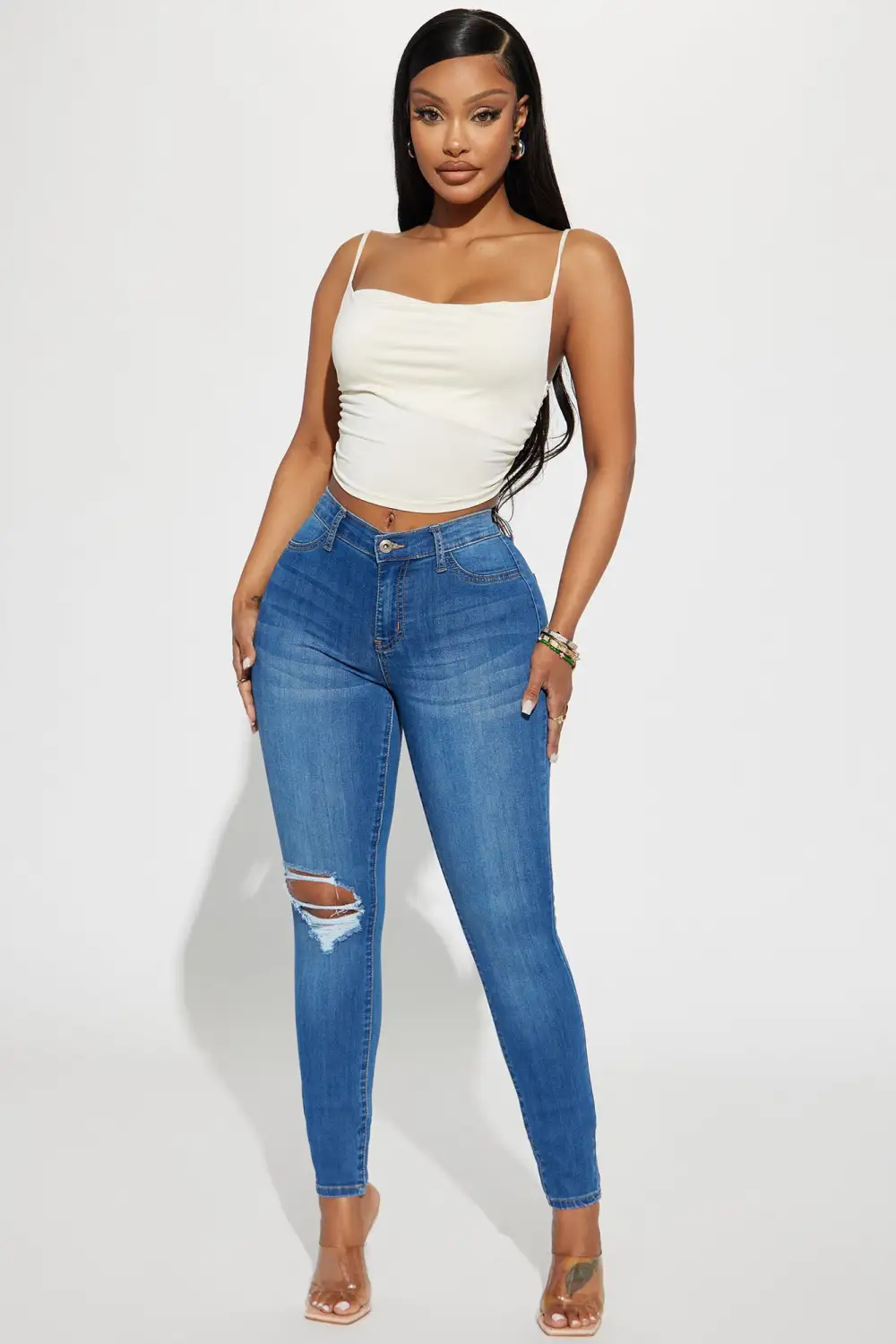 Move Ahead High Stretch Curvy Skinny Jean - Medium Wash-Aldronix