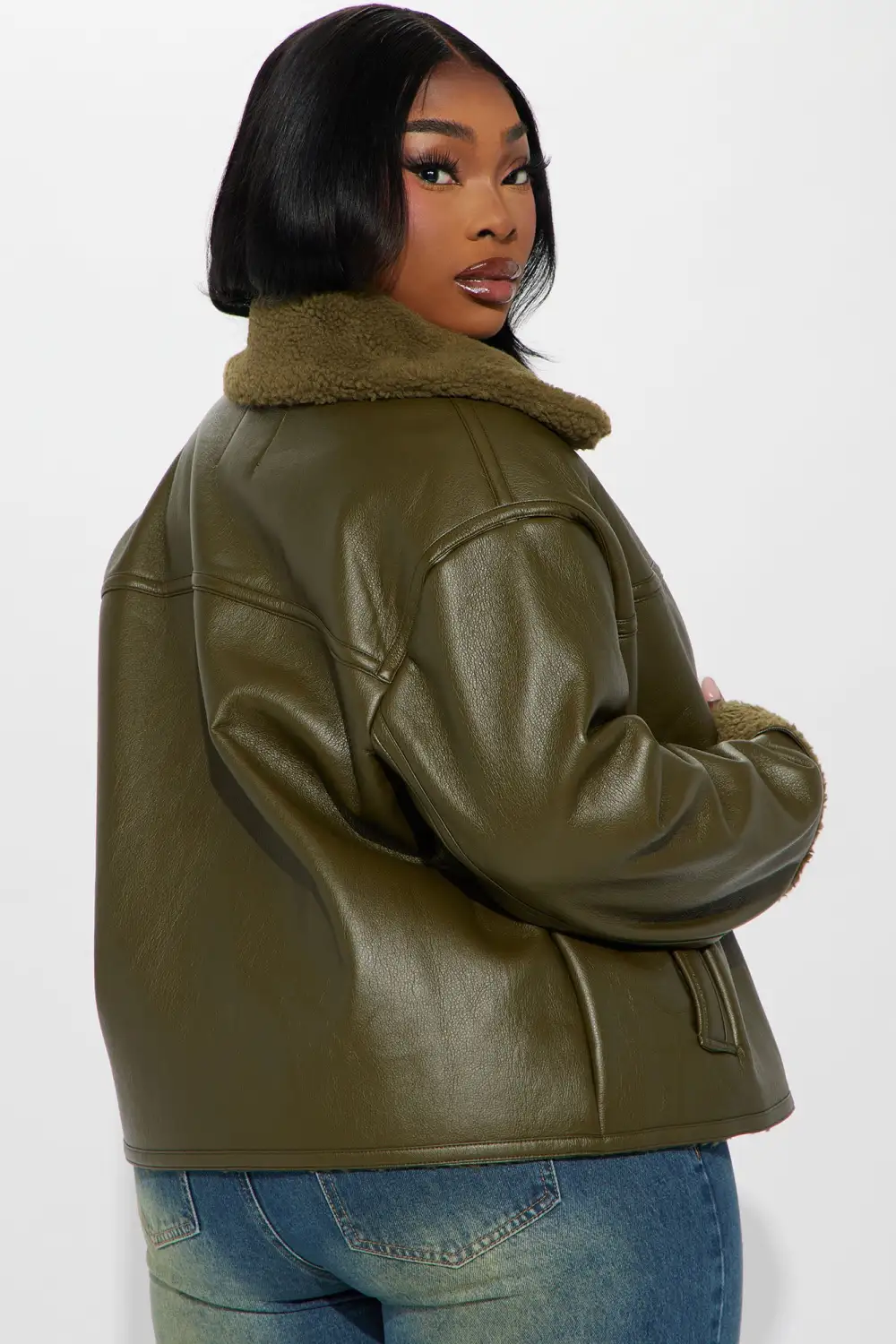 Downtown Girl Bomber Jacket - Olive-Aldronix