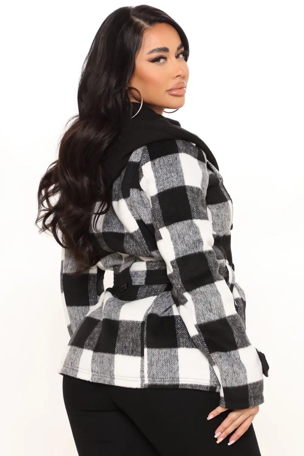 Always On The Go Plaid Jacket - Black/White-Aldronix