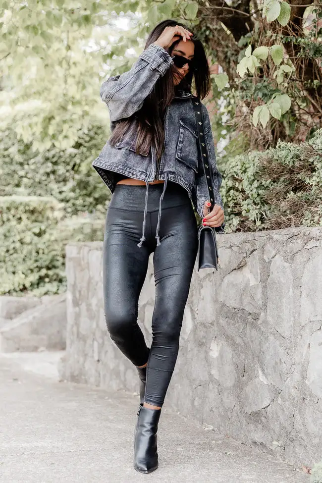 It's Your Choice Black Acid Washed Cropped Denim Jacket-Aldronix