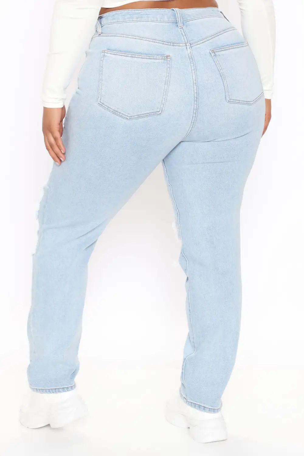 Favorite Getaway Destroyed Straight Leg Jeans - Light Blue Wash-Aldronix
