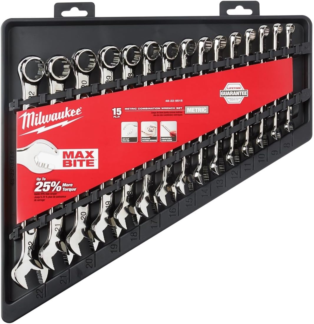 Combination Wrench Metric (8mm-22mm) SAE (1/4"-1") and Wall Mounted Tool Metal Pegboard Display-Aldronix