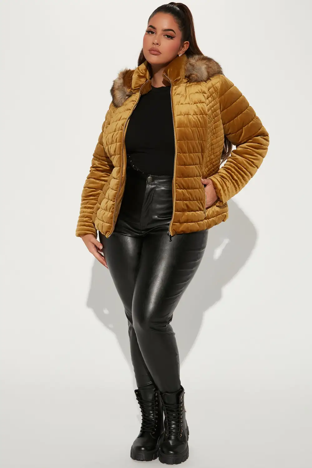 Always Ready Velvet Puffer Jacket - Gold-Aldronix