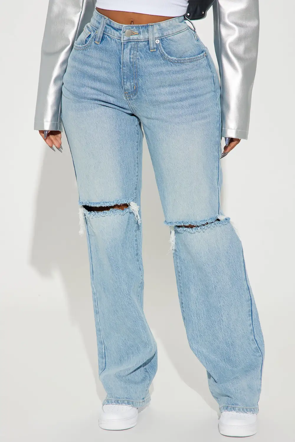 Playing Games Ripped Straight Leg Jeans - Medium Wash-Aldronix