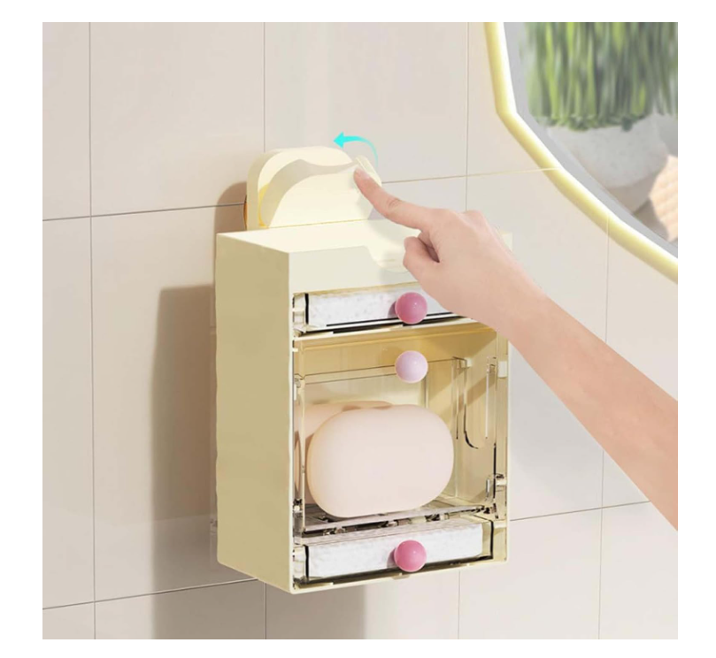 Suction Cup Wall Mounted Multi-Layer Soap Dish Waterproof with Drainage Box-Aldronix