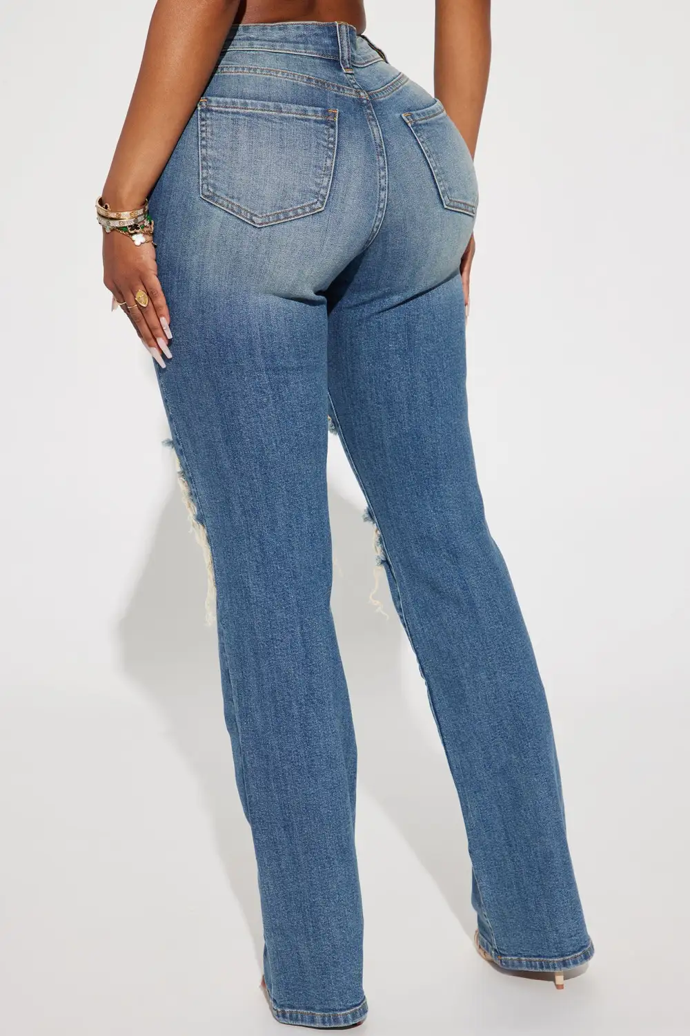 Let It Be Stretch Straight Leg Jeans - Medium Wash-Aldronix