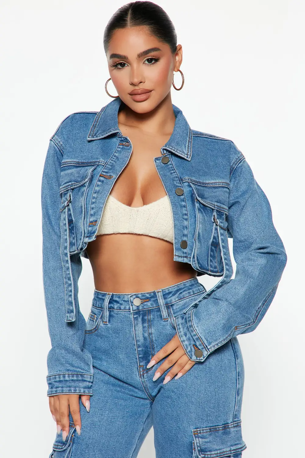 Love Hurts Cargo Denim Jacket - Medium Blue Wash-Aldronix