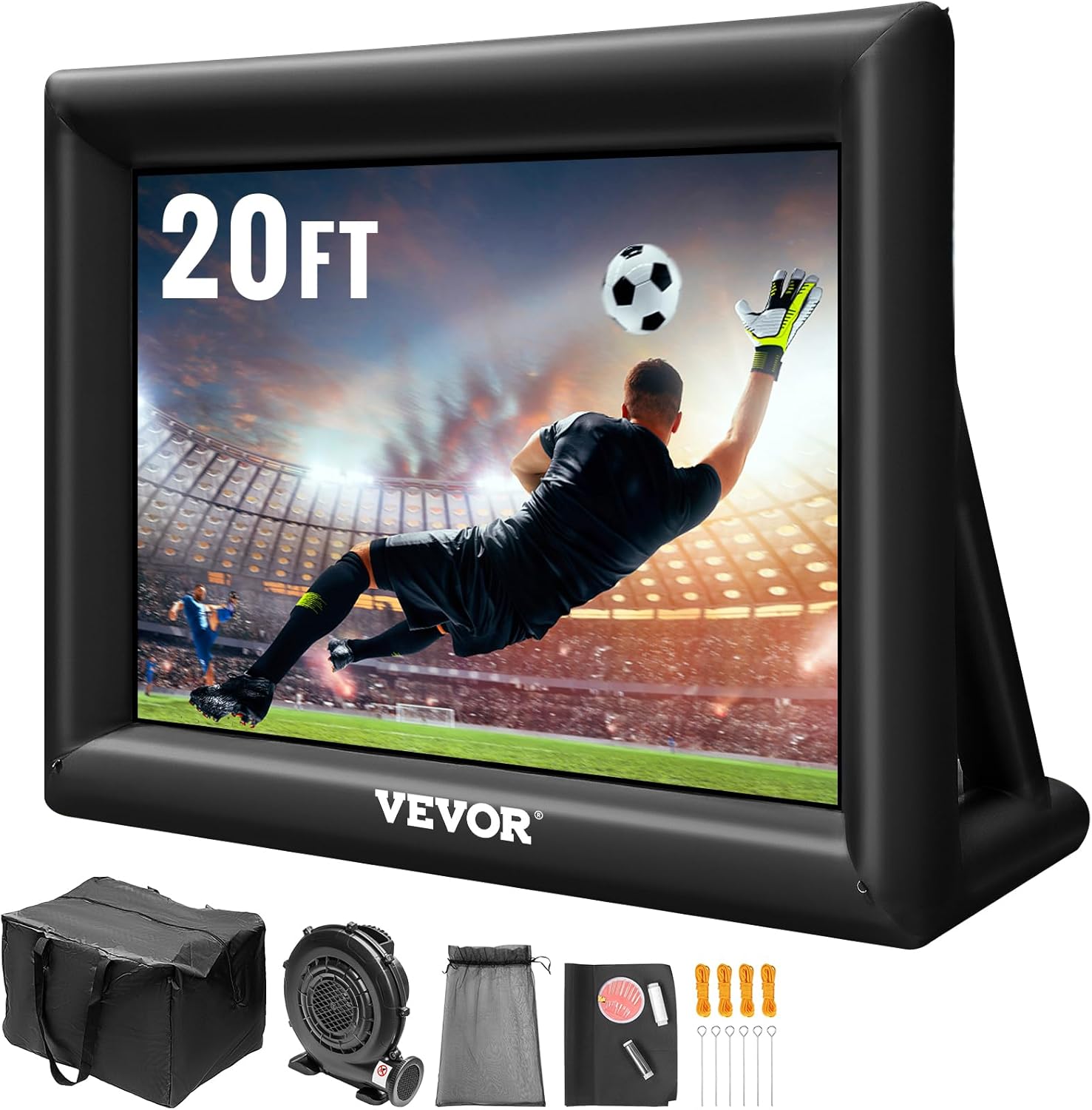 VEVOR Inflatable Movie Screen, 14ft Outdoor Inflatable Projector Screen with Blower and Carrying Bag, Front/Rear Projection, Inflatable Oxford Cloth Screen for-Aldronix