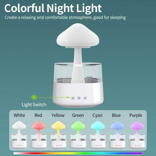 2-in-1 Desk Light Humidifier Rain Cloud Aromatherapy Essential Oil Zen Diffuser & Raining Cloud Night Light Mushroom Lamp-Aldronix