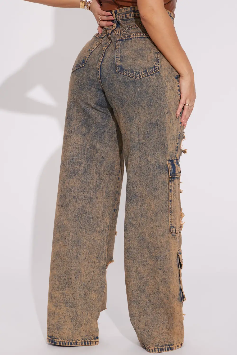 Riley Ripped Baggy Cargo Jean - Copper-Aldronix