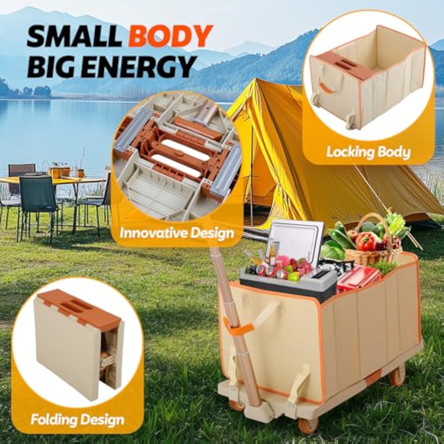Foldable Shopping Cart,330lbs Folding Cart with Wheels, Utility Foldable Wagon,Collapsible Utility Cart for Camping, Groceries, Garden Care, Pet Stroller (28.35"×15.75"×18.9")-Aldronix