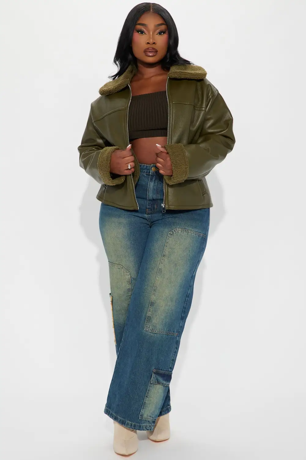 Downtown Girl Bomber Jacket - Olive-Aldronix