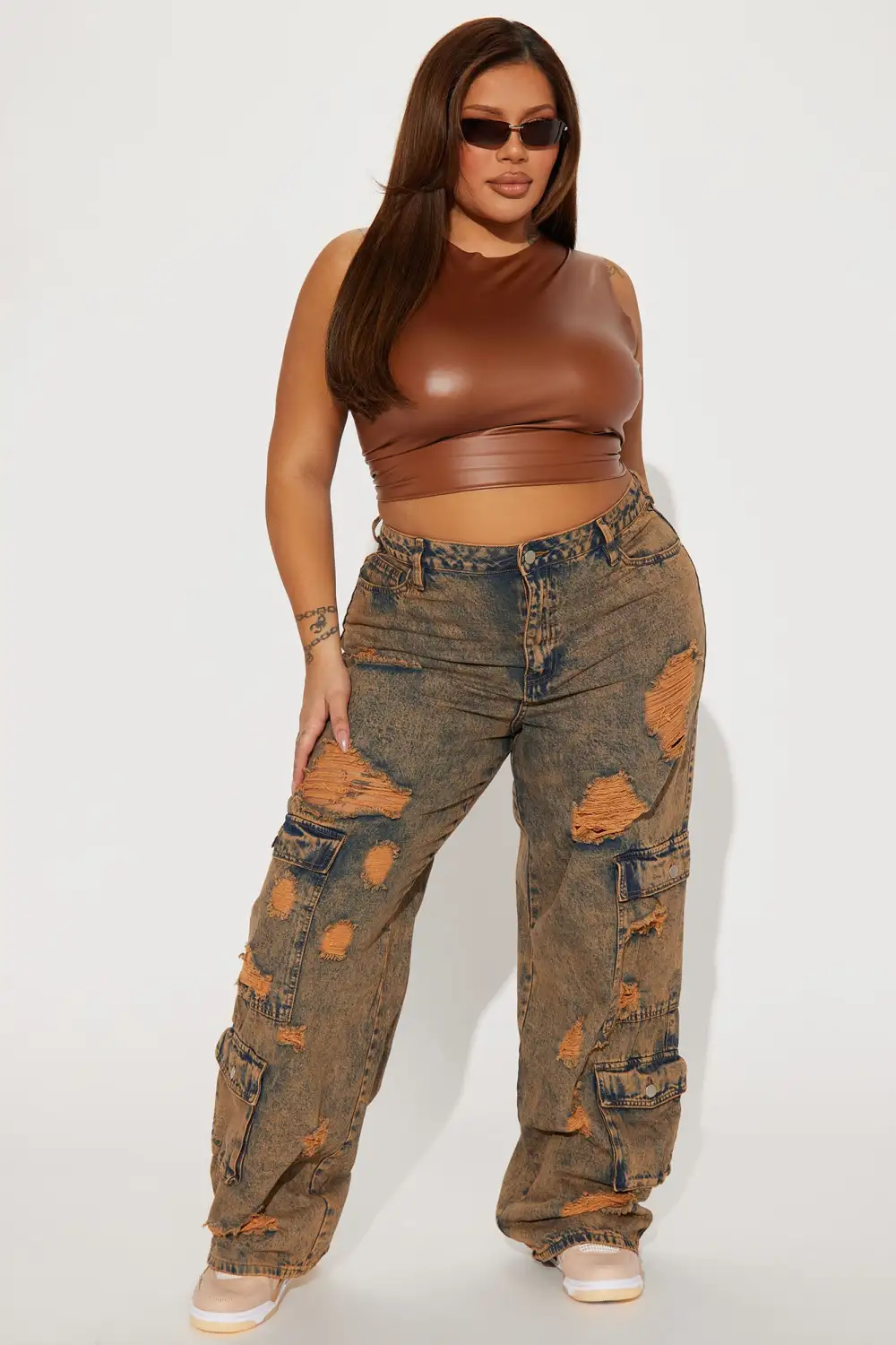 Riley Ripped Baggy Cargo Jean - Copper-Aldronix