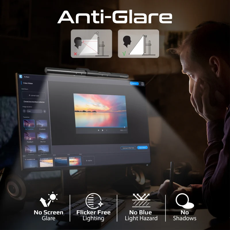 Touch Controlled LED Monitor Light with Wireless Controller-Aldronix