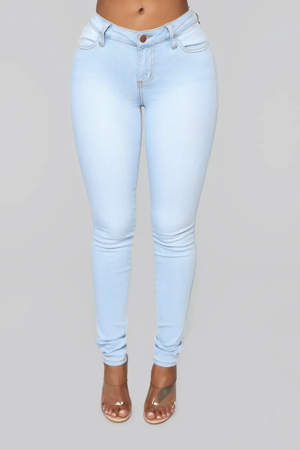 Classic Mid Rise Skinny Jeans - Light Blue Wash-Aldronix