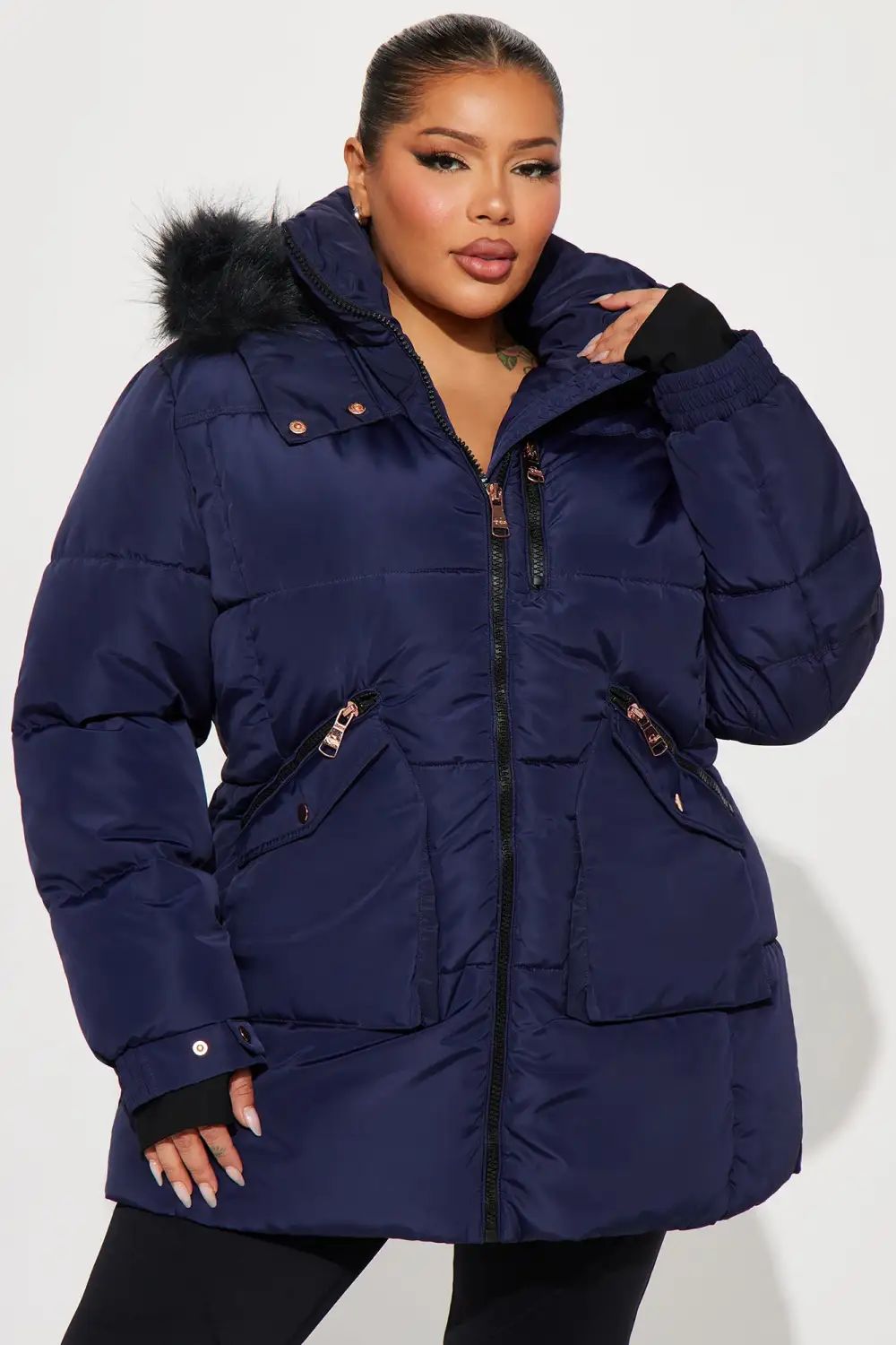 Cold Feelings Puffer Jacket - Navy-Aldronix