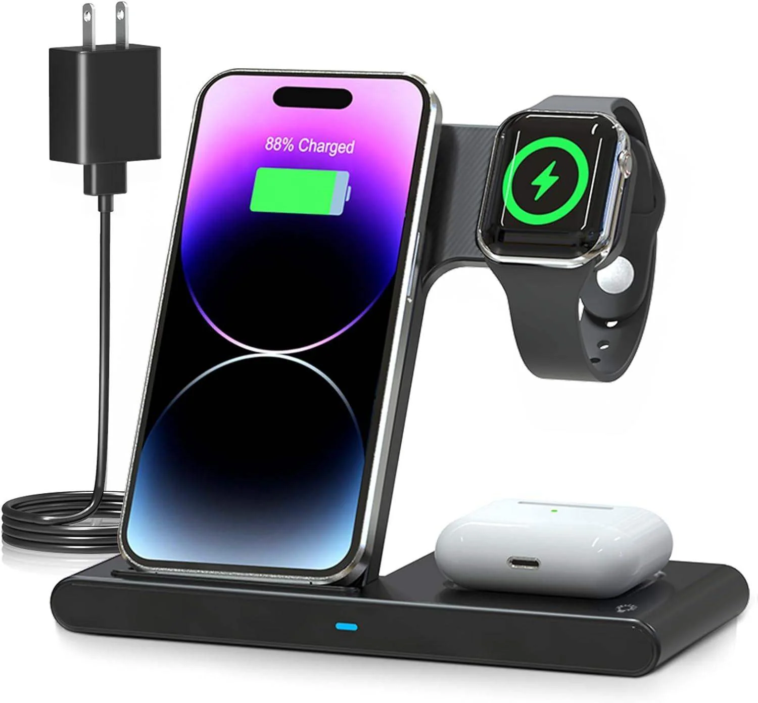 3 IN 1 Wireless Fast Charger Stand For iphone Watch And Airpod-Aldronix