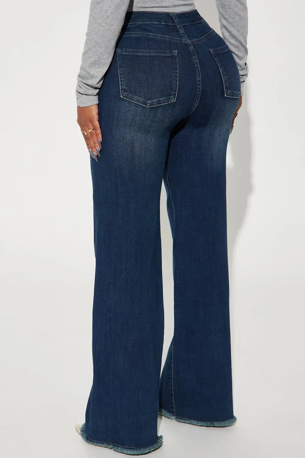 Becky Basic Stretch Straight Leg Jeans - Dark Wash-Aldronix