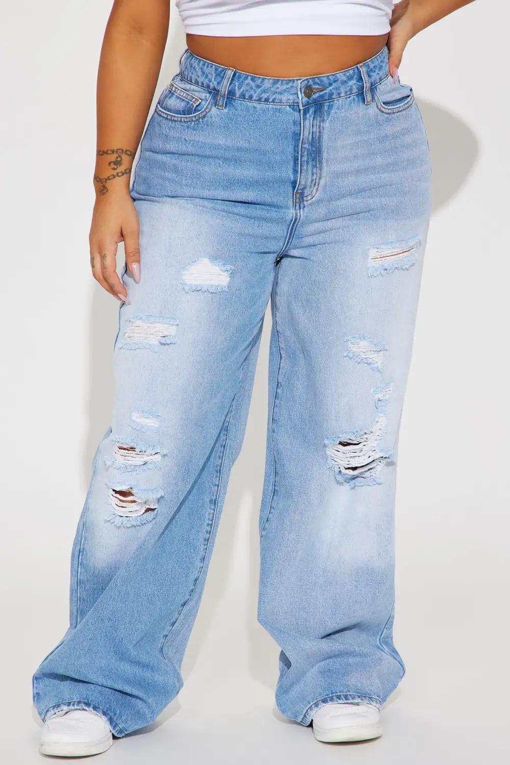 Left Him On Read Non Stretch Wide Leg Jeans - Medium Wash-Aldronix