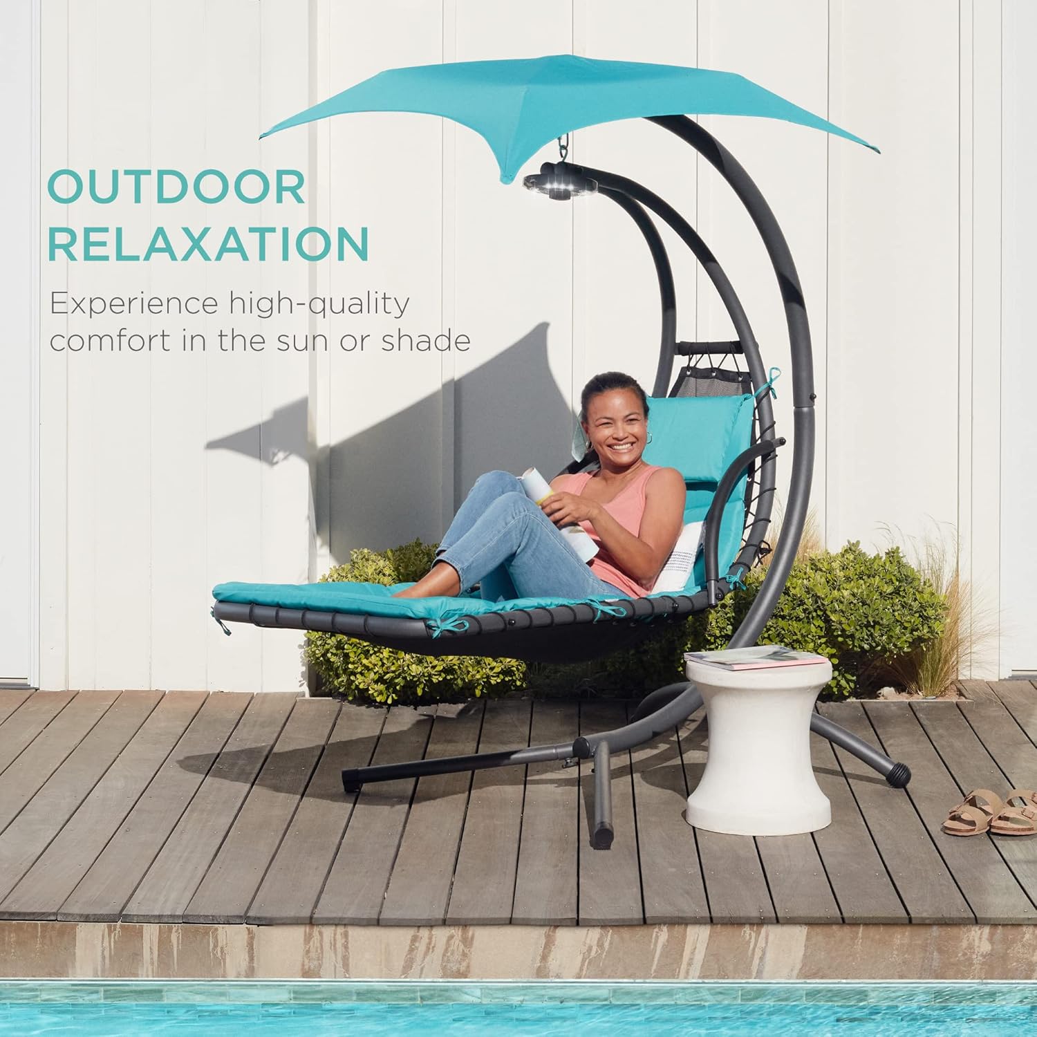 Hanging LED-Lit Curved Chaise Lounge-Aldronix