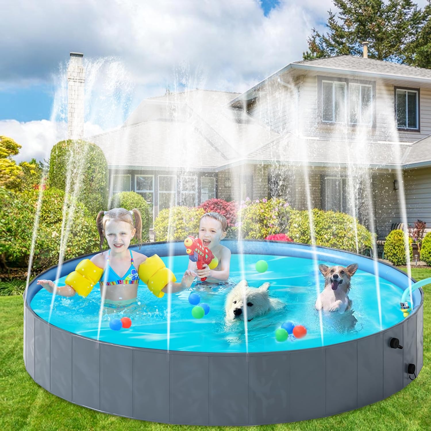 Dog Pool with Sprinkler-Aldronix