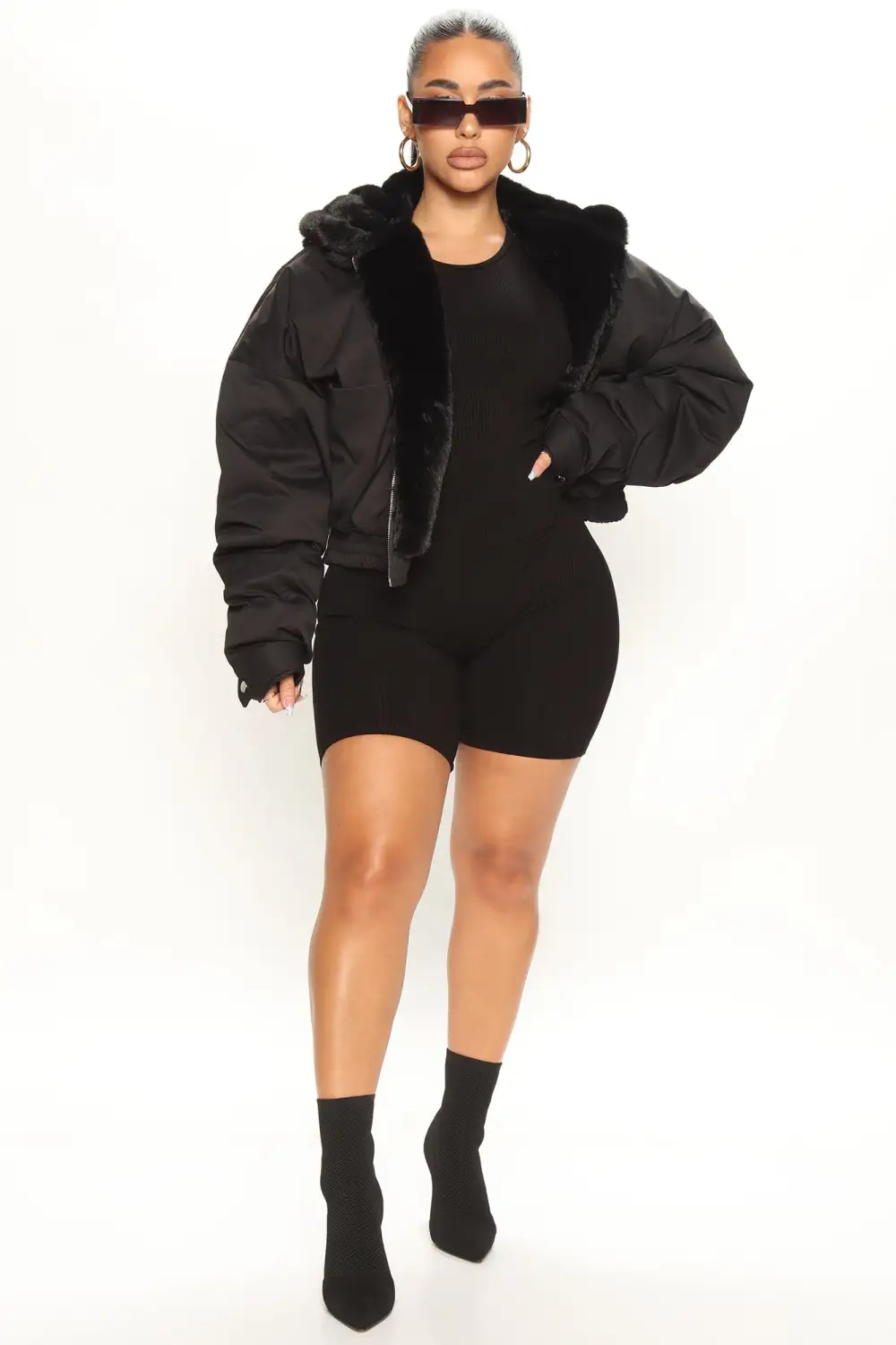 Don't Keep Your Cool Puffer Jacket - Black-Aldronix