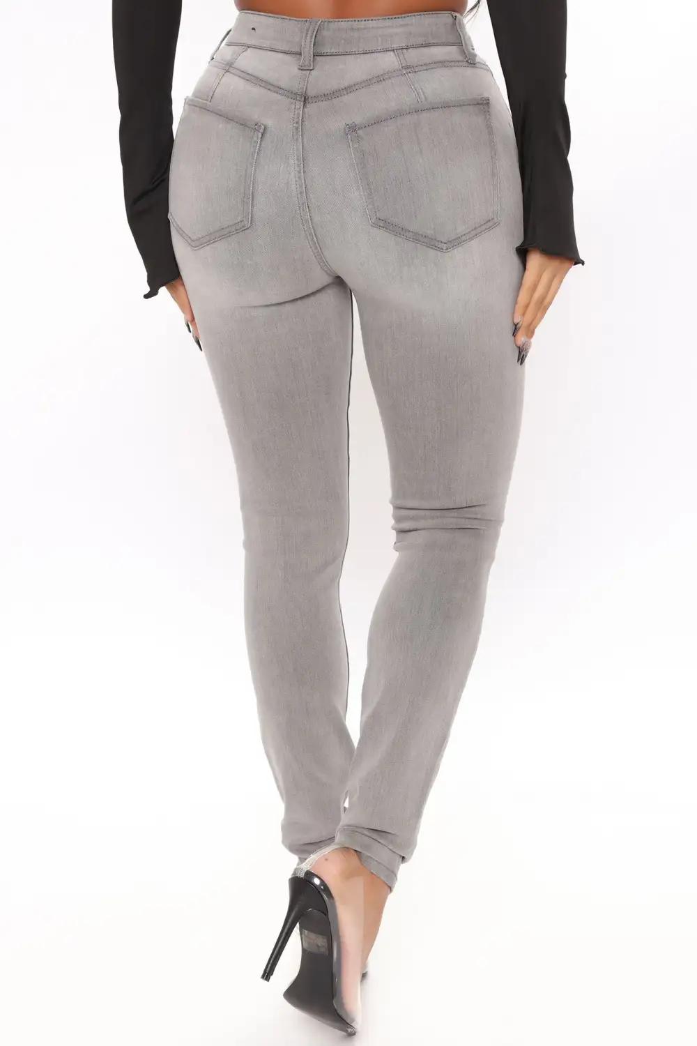 Lights Out High Rise Booty Lifting Skinny Jeans - Grey-Aldronix