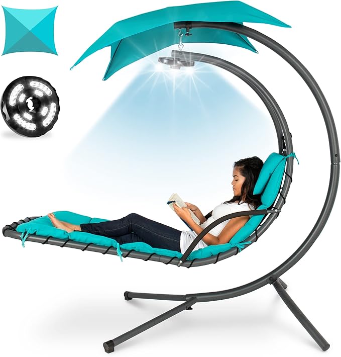 Hanging LED-Lit Curved Chaise Lounge-Aldronix