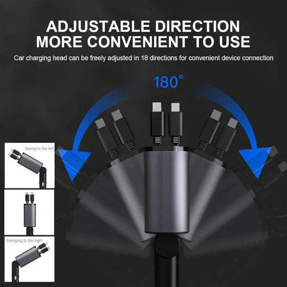 4 In 1 Retractable Car Charger-Aldronix
