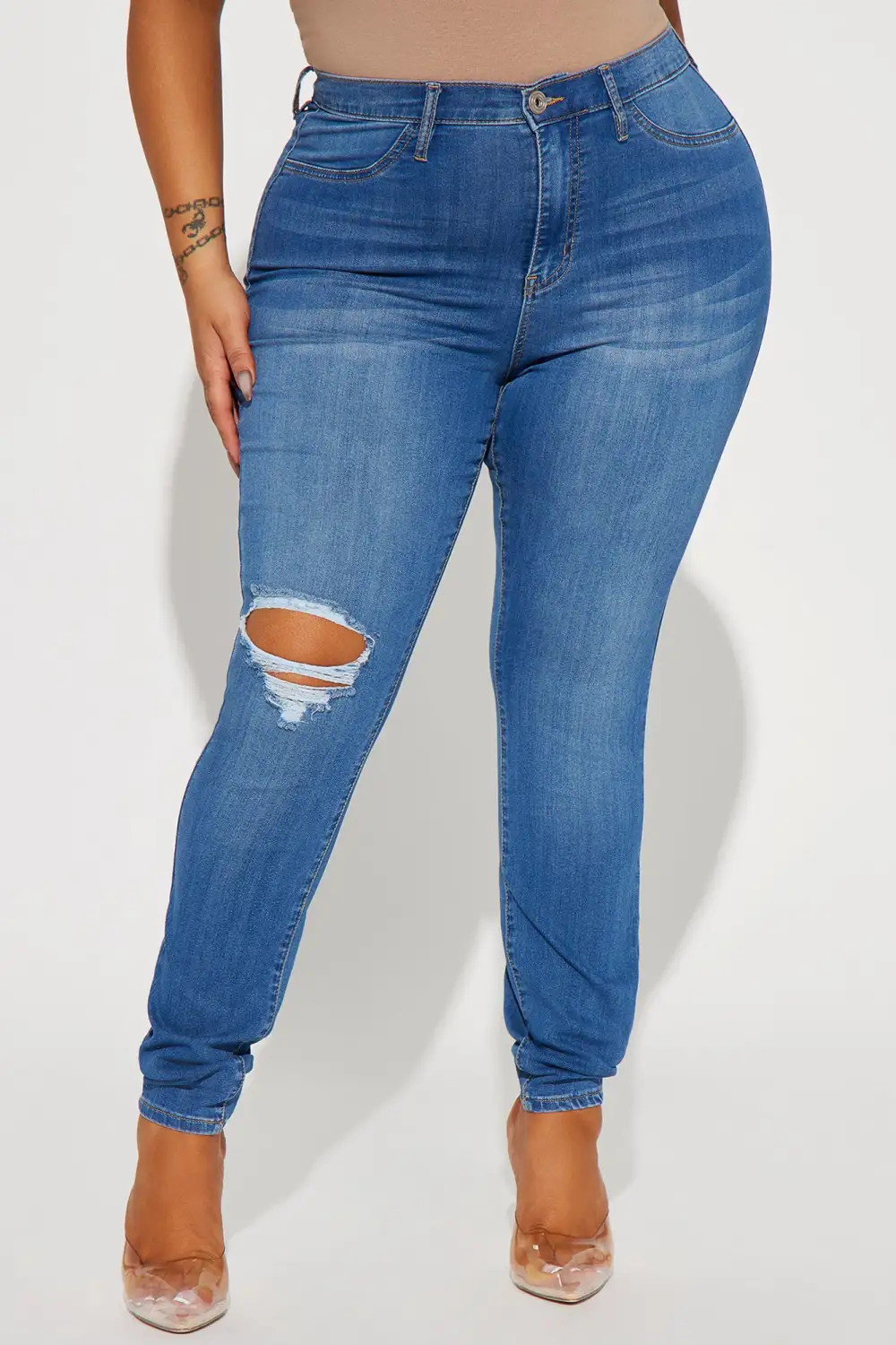 Move Ahead High Stretch Curvy Skinny Jean - Medium Wash-Aldronix