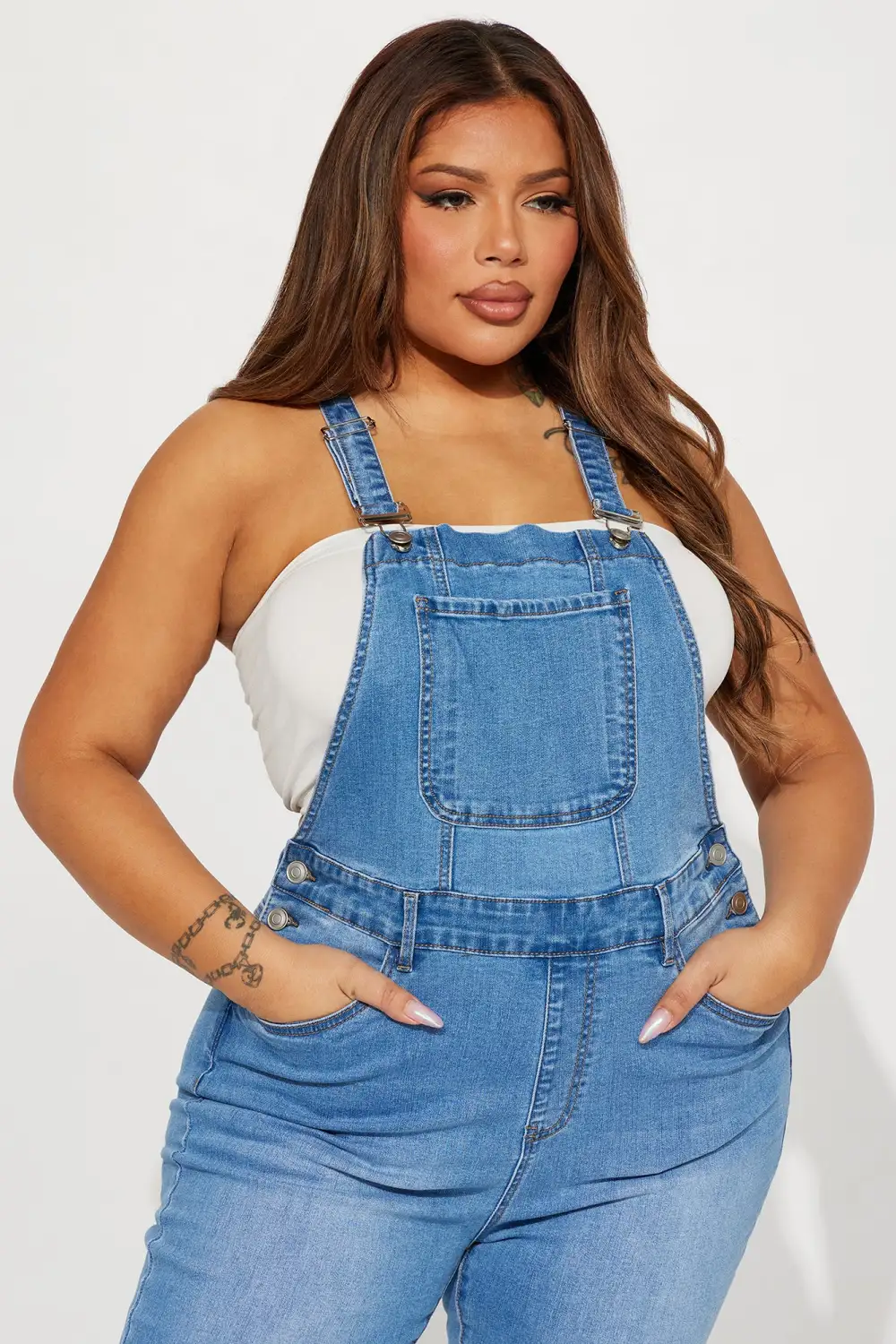 Always Petty Skinny Stretch Denim Overalls - Light Wash-Aldronix